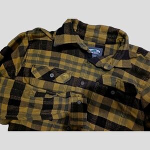 Arborwear Shirt Men Medium Custard Plaid Chagrin Flannel Hiking Workwear Outdoor